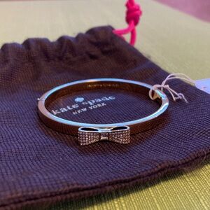 Kate Spade New York Gold Pavé Bow Hinged Bangle Bracelet